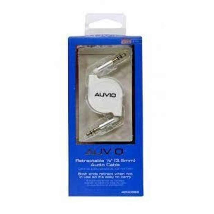 420-0992 - Auvio 3 foot 1/8 (3.5mm) Retractable Audio Cable (White)