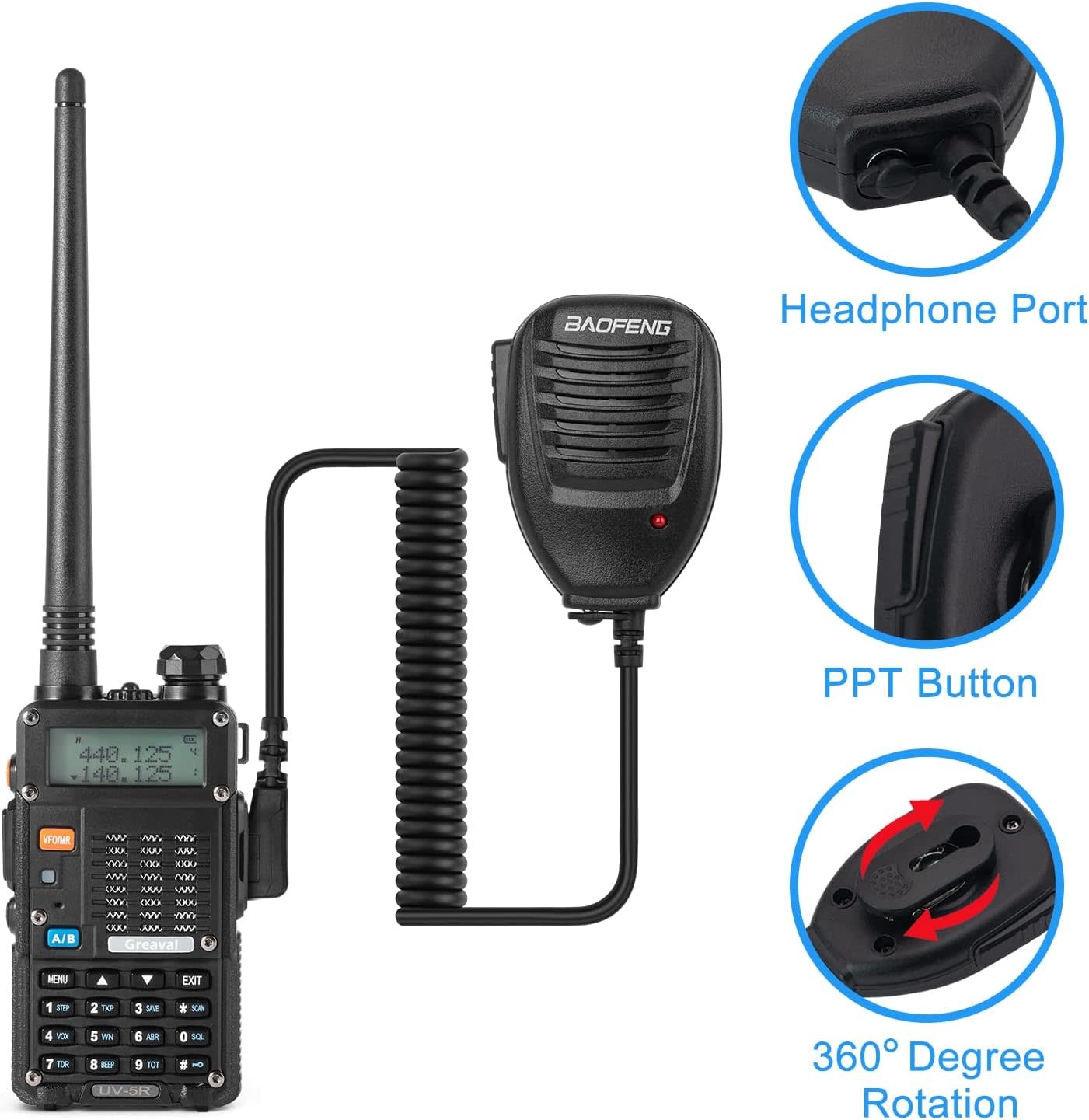 Ham Radio Handheld (UV-5R 8W) Dual Band 2-Way Radio with Rechargeable 1800mAh Battery Handheld Walkie Talkies Complete Set with Earpiece and Program - 5