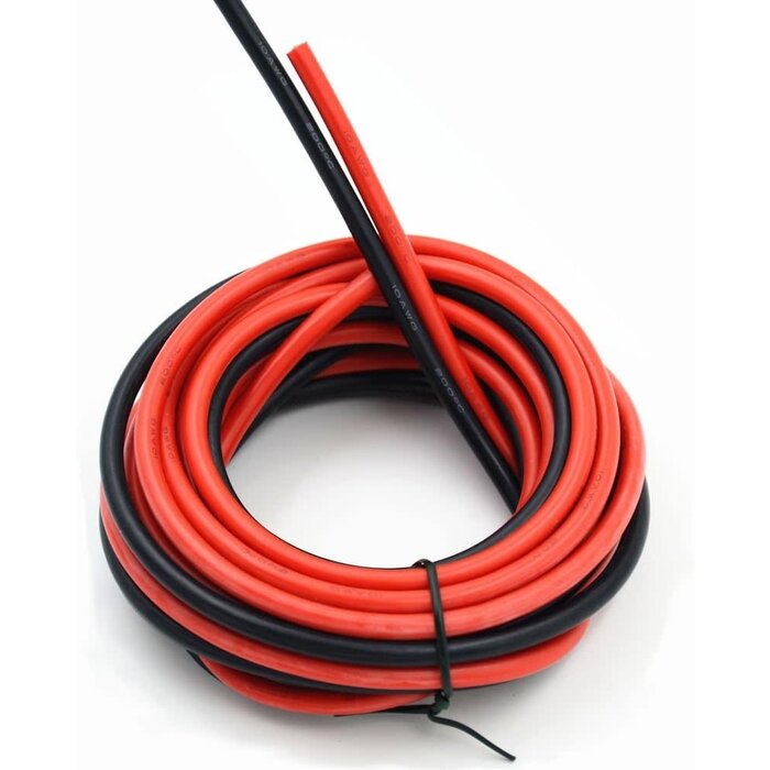 WIRE-10G-20FT - Haerkn - Electrical Wire 10 AWG 10 Gauge Silicone Wire Hook Up Wire Cables 20 Feet [10 ft Black and 10 ft Red] Soft and Flexible 1050 Strands 0.08 mm of Tinned Copper Wire High Temperature Resistance