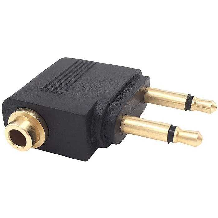 FLIGHT-ADAPTER - Valefod - Airline Airplane Flight Adapters for Headphones, Golden Plated 3.5mm Jack