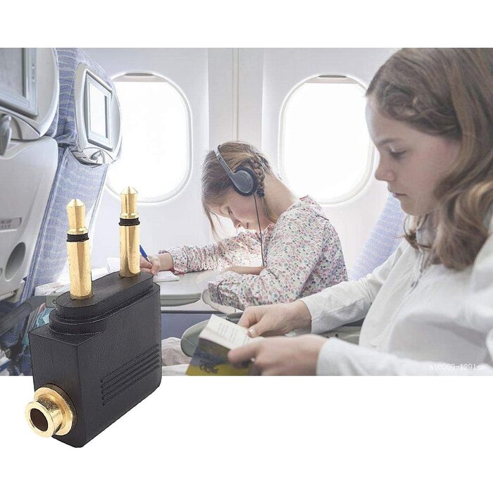 FLIGHT-ADAPTER - Valefod - Airline Airplane Flight Adapters for Headphones, Golden Plated 3.5mm Jack
