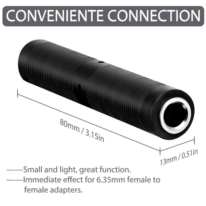 1/4IN-COUPLER - Frienda - 1/4 Inch Female to Female Coupler 6.35 mm TRS/TS Audio Connector, TRS Stereo and Mono Jack Adapter Joiner, Headphones Cable Extension Connector for Amplifier Speaker Guitar Sound (6 Pack)