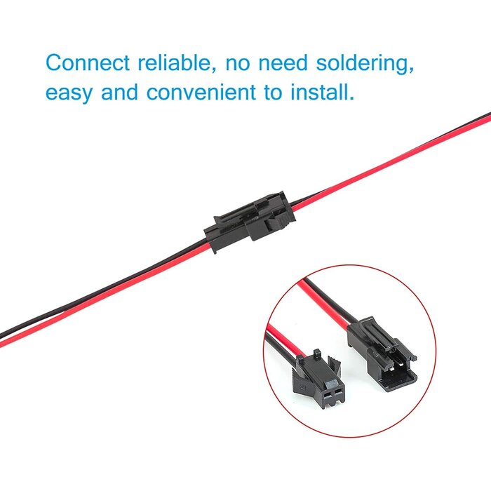 JST-SM-2PIN - VANDESAIL JST SM Connector, VANDESAIL SM 2Pin Jack Plug Male to Female Wire Connector Adapter Electrical Cable for LED Light Strip 10CM (JST SM 2 Pin Connector) 24awg