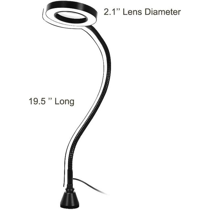 Travel Magnifier LED Lamp 3 PHASE Craft Light, Movable Task Light, Portable  and Flexible, Tol1042 