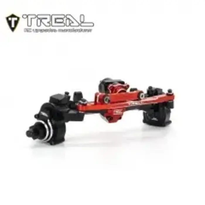 TREAL TR-FPAA - TREAL SCX24 Front Portal Axles Kit,Aluminum 7075 CNC Machined Axle Housing for Axial 1/24 SCX24, Red/Black