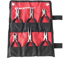 MAX-03 - MAXPOWER - 4.5" 6pc Mini Pliers Set-Bent Nose Pliers, Long Nose Pliers, Combination Pliers, End Cutting Nipper, Needle Nose Pliers, Diagonal Pliers