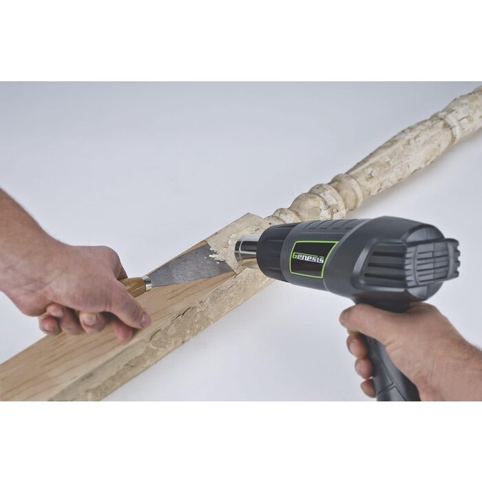 GHG1500A - Genesis 12.5 Amp Dual-Temperature Heat Gun Kit with High and Low Settings, Air Reduction Nozzle, Reflector Nozzle, and Two Deflector Nozzles