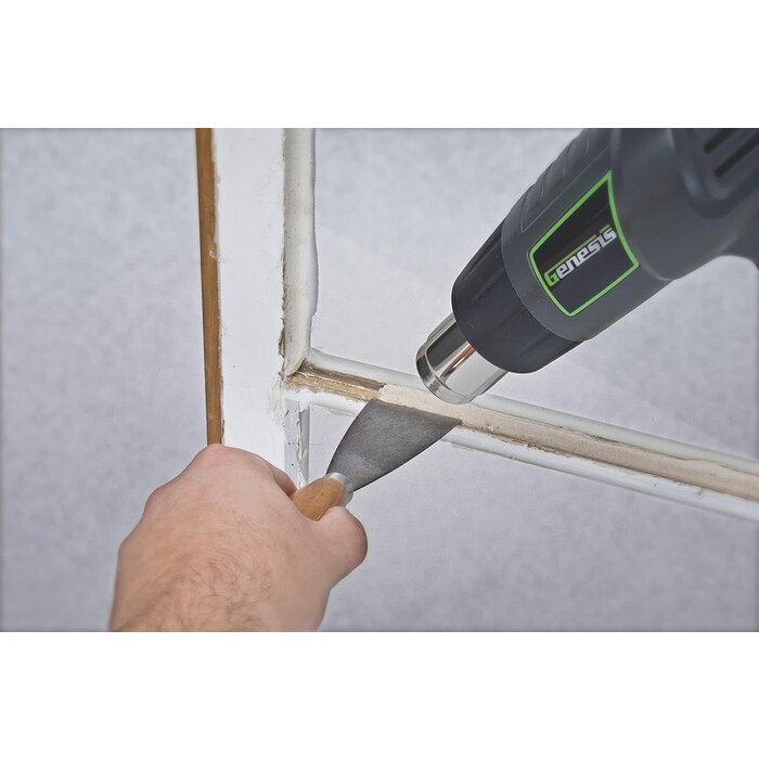 GHG1500A - Genesis - GHG1500A 12.5 Amp Dual-Temperature Heat Gun Kit with High and Low Settings, Air Reduction Nozzle, Reflector Nozzle, and Two Deflector Nozzles