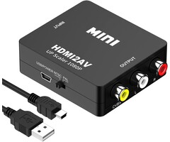 HDMI2RCA - 10Gtek - HDMI to RCA, HDMI to AV, 1080P HDMI to 3RCA CVBS AV Composite Video Audio Converter Adapter Supports PAL/NTSC with USB Charge Cable for PC Laptop HDTV DVD-Black (Additional Cable)