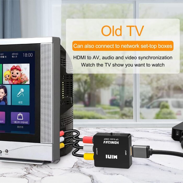 HDMI2RCA - 10Gtek - HDMI to RCA, HDMI to AV, 1080P HDMI to 3RCA CVBS AV Composite Video Audio Converter Adapter Supports PAL/NTSC with USB Charge Cable for PC Laptop HDTV DVD-Black (Additional Cable)