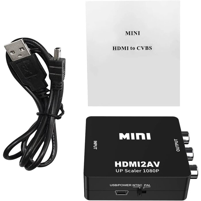HDMI2RCA - 10Gtek - HDMI to RCA, HDMI to AV, 1080P HDMI to 3RCA CVBS AV Composite Video Audio Converter Adapter Supports PAL/NTSC with USB Charge Cable for PC Laptop HDTV DVD-Black (Additional Cable)