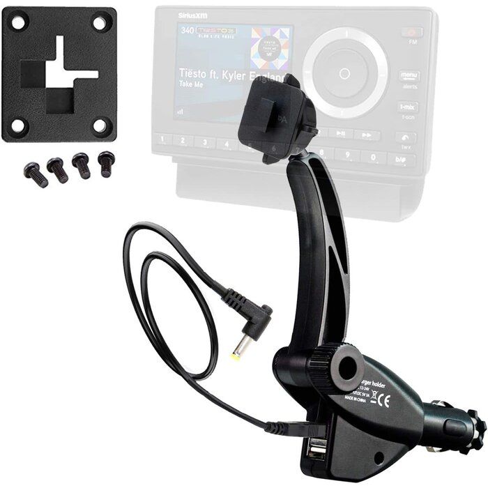 SiriusXM SIRIUSXM-MOUNT - ChargerCity - Dual USB SiriusXM® Satellite Radio Car Truck Lighter Socket Mount w/Tilt Adjust & PowerConnect Cable Adapter for Onyx Plus EZR EZ Lynx Stratus Starmate Xpress (Vehicle Dock NOT Included)