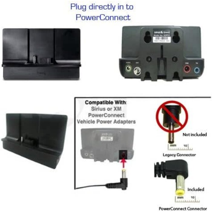 SiriusXM SIRIUSXM-MOUNT - ChargerCity - Dual USB SiriusXM® Satellite Radio Car Truck Lighter Socket Mount w/Tilt Adjust & PowerConnect Cable Adapter for Onyx Plus EZR EZ Lynx Stratus Starmate Xpress (Vehicle Dock NOT Included)