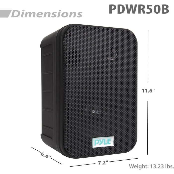 PDWR50B - Pyle - Home Dual Waterproof Outdoor -Speaker System - 6.5 Inch Pair of Weatherproof Wall / Ceiling Mounted -Speakers Heavy Duty Universal Mount - Use in the Pool, Patio, Indoor - Pyle PDWR50B (Black)