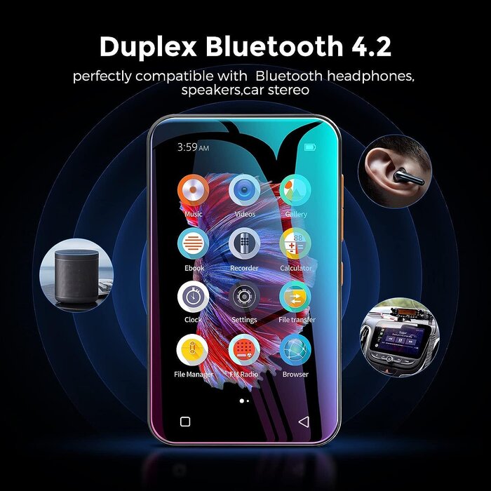 MP3/MP4 Player with Bluetooth, 4.0" Full Touchscreen