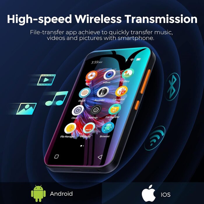 MP3/MP4 Player with Bluetooth, 4.0" Full Touchscreen