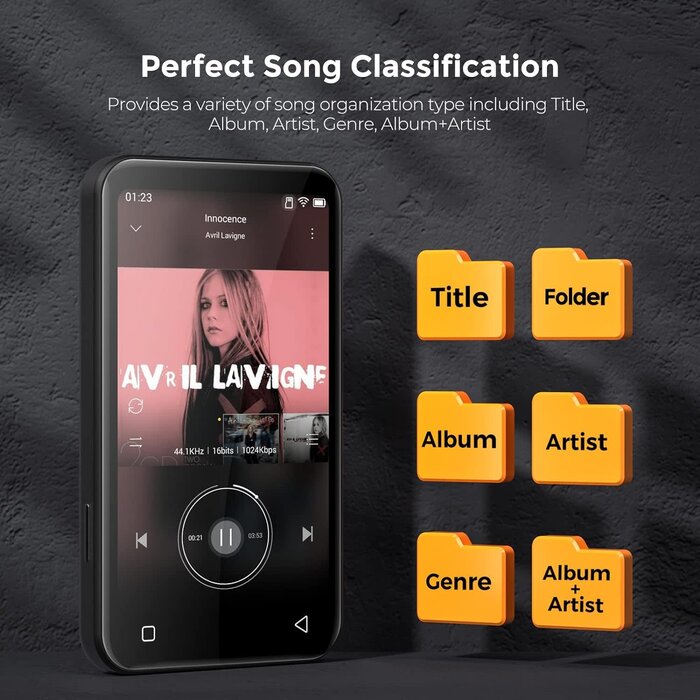 MP3/MP4 Player with Bluetooth, 4.0" Full Touchscreen