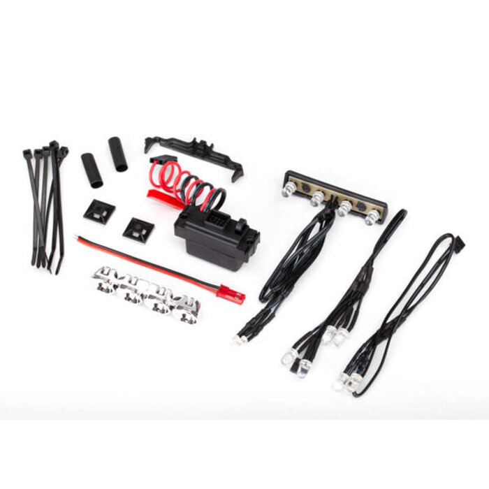 Traxxas 7285X - LED light kit, 1/16th Summit (power supply, chrome lightbar, roof light harness (4 clear, 2 red), chassis harness (4 clear, 2 red), wire ties, mounts)