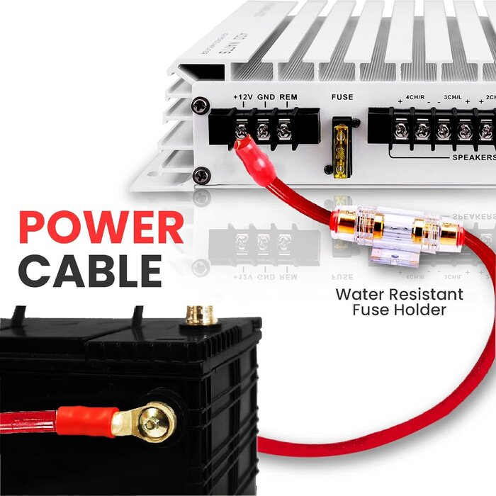PLMRAKT8 - Pyle - Car Audio Wiring Kit - 20ft 8 Gauge Power Wire 1000 Watt Amplifier Hookup for Battery Head Unit & Stereo Speaker Installation Sound System - Marine Grade Cable Wired & Gold Plated Fuse PLMRAKT8