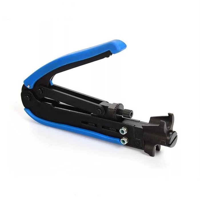 RG6-RG11-CRIMP - Gaobige - Coaxial Compression Tool Coax Cable Crimper Kit Adjustable rg6 rg59 rg11 75-5 75-7 Coaxial Cable Stripper with 10pcs F Compression Connectors - Blue