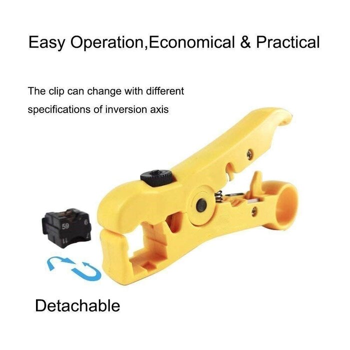 RG6-RG11-CRIMP - Gaobige - Coaxial Compression Tool Coax Cable Crimper Kit Adjustable rg6 rg59 rg11 75-5 75-7 Coaxial Cable Stripper with 10pcs F Compression Connectors - Blue
