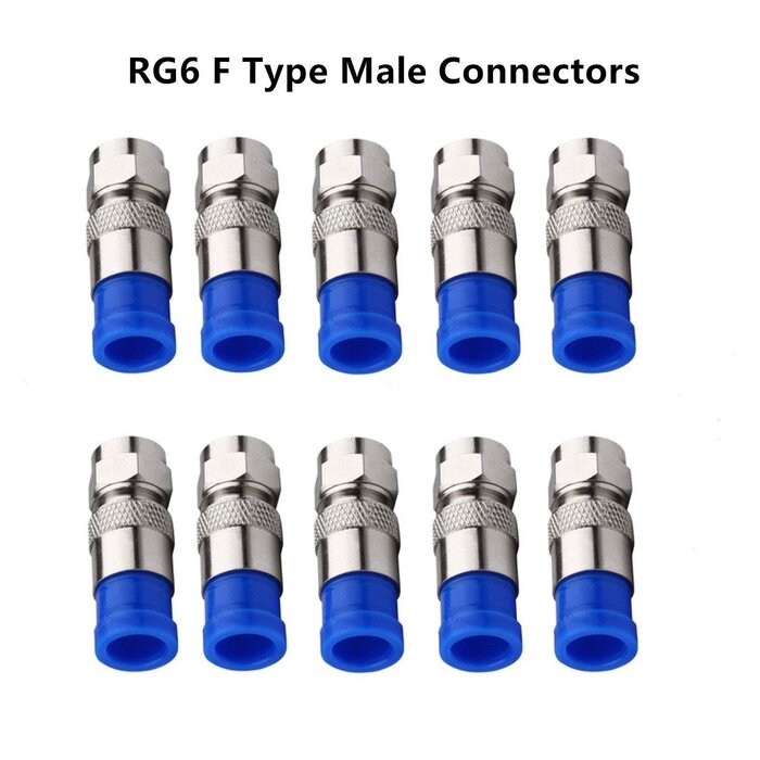 RG6-RG11-CRIMP - Gaobige - Coaxial Compression Tool Coax Cable Crimper Kit Adjustable rg6 rg59 rg11 75-5 75-7 Coaxial Cable Stripper with 10pcs F Compression Connectors - Blue