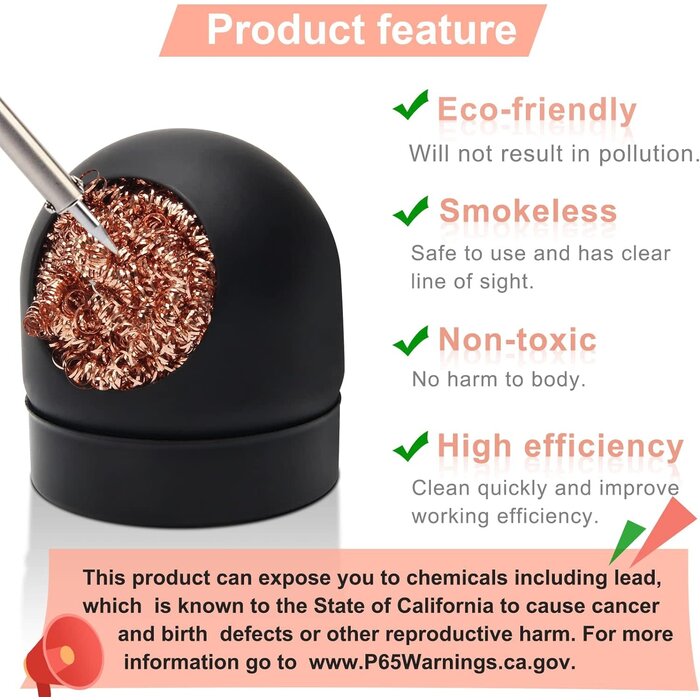 BRASS-TIP-CLEAN - Windspeed - Soldering Iron Tip Cleaner Kit, Windspeed Non-slip Brass Soldering Tip Cleaner Solder Flux Brass Tip Cleaning Brass With Holder, Solder Flux, Solder Wire 4pcs Copper Wire Ball, No Water Needed