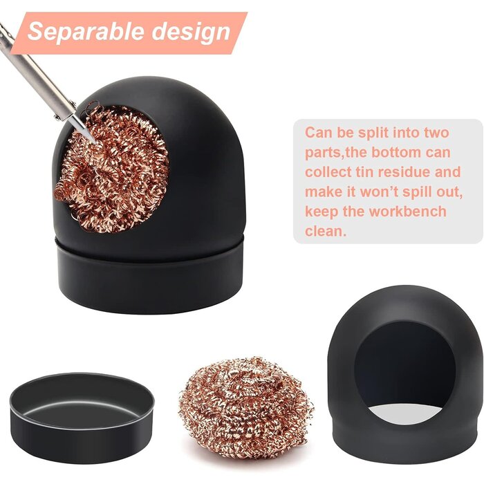 BRASS-TIP-CLEAN - Windspeed - Soldering Iron Tip Cleaner Kit, Windspeed Non-slip Brass Soldering Tip Cleaner Solder Flux Brass Tip Cleaning Brass With Holder, Solder Flux, Solder Wire 4pcs Copper Wire Ball, No Water Needed