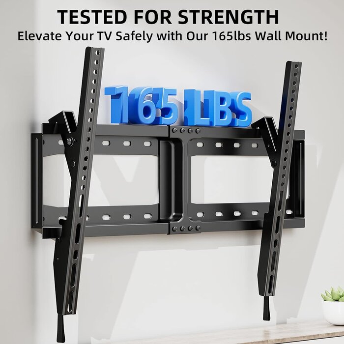 TV Wall Mount Tilt for Most 32-75 inch Flat/Curved TVs up to 165lbs, Heavy Duty Tilting TV Mount, Large Low Profile Wall Mount TV Bracket Fits 16"/18"/24" Stud, Max VESA 600x400mm