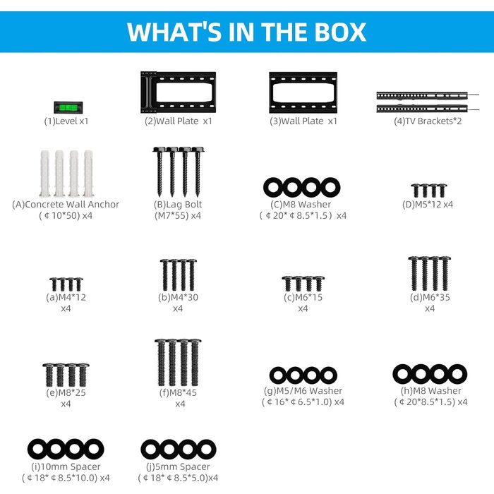 TV Wall Mount Tilt for Most 32-75 inch Flat/Curved TVs up to 165lbs, Heavy Duty Tilting TV Mount, Large Low Profile Wall Mount TV Bracket Fits 16"/18"/24" Stud, Max VESA 600x400mm