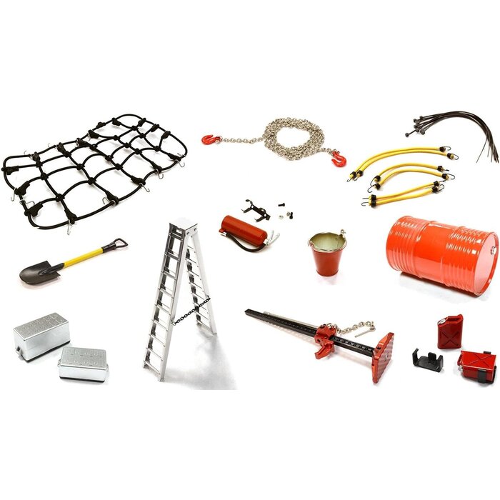 INTEGY OBM-017 - Scale Tools & Accessory 18pcs Assortment for Traxxas TRX-4 Scale & Trail Crawler