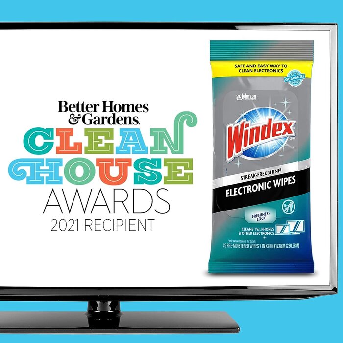 WINDEX-WIPES - Windex - Electronics Wipes, Pre-Moistened Screen Wipes Clean and Provide a Streak-Free Shine