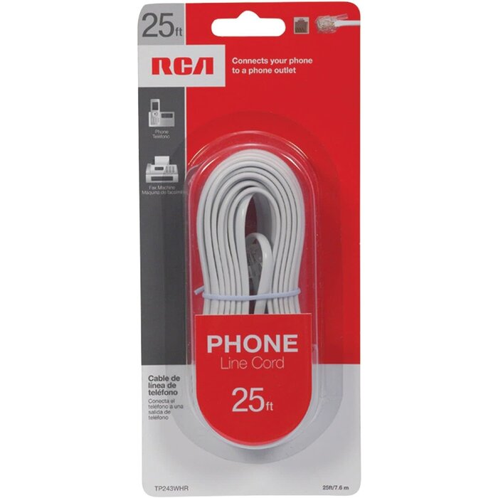 RCA White Phone Line Cord (25ft)