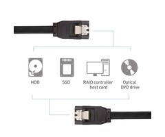 SATA III 6.0 Gbps SATA Cable 18 Inches (SATA Cable for SSD, SATA SSD Cable, SATA 3 Cables) Black