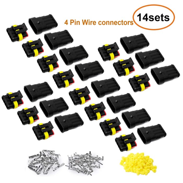 14-Pack 4-Pin Waterproof Automotive Electrical Connectors