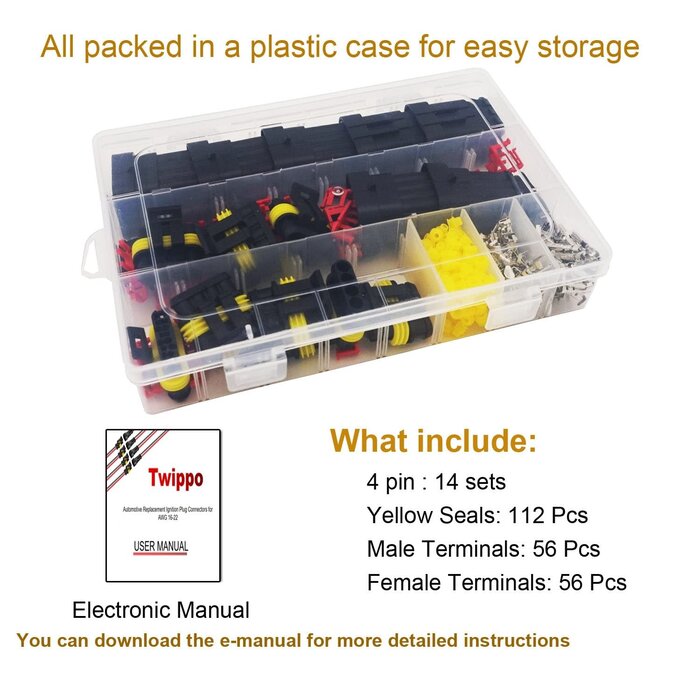 14-Pack 4-Pin Waterproof Automotive Electrical Connectors