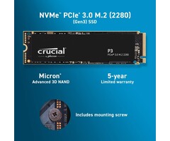 P3 2TB PCIe Gen3 3D NAND NVMe M.2 SSD, up to 3500MB/s