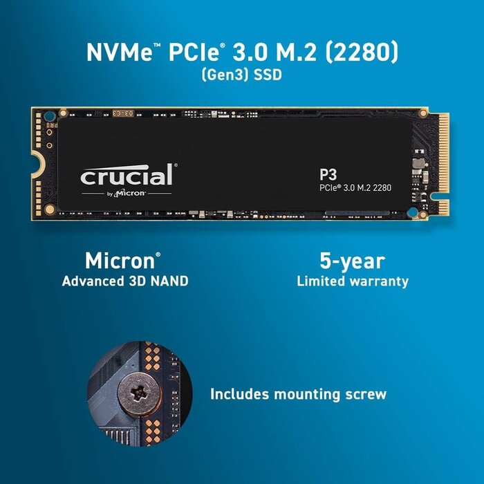 P3 2TB PCIe Gen3 3D NAND NVMe M.2 SSD, up to 3500MB/s