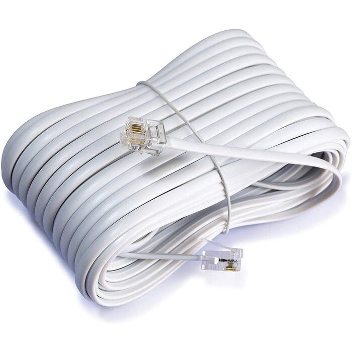 50 Feet Long Telephone Extension Cord Phone Cable Line Wire - White