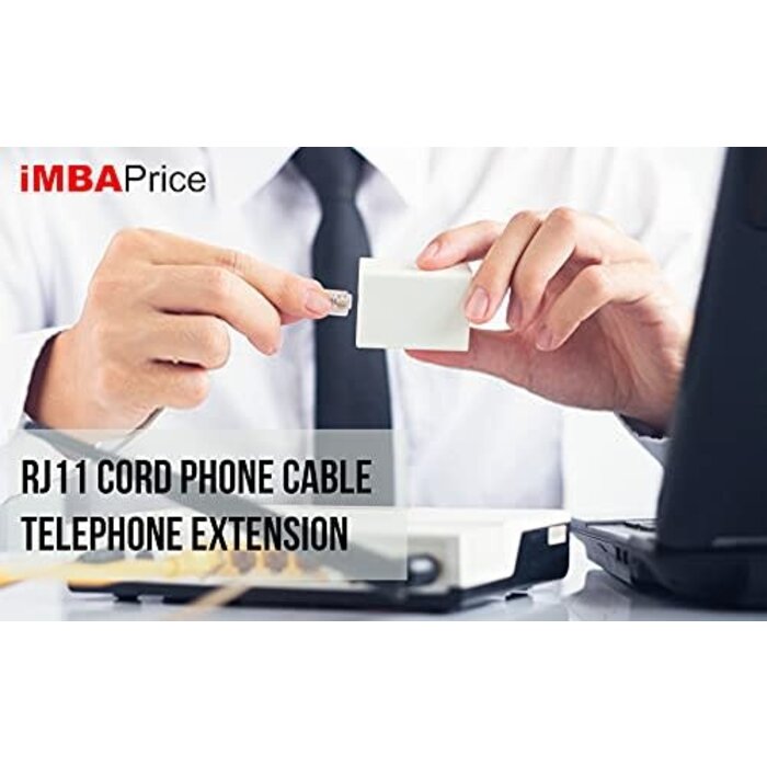 50 Feet Long Telephone Extension Cord Phone Cable Line Wire - White