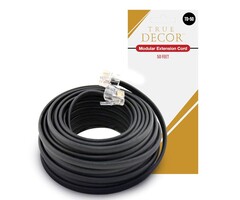 50' Foot Black Telephone Extension Cord Cable Line Wire RJ-11