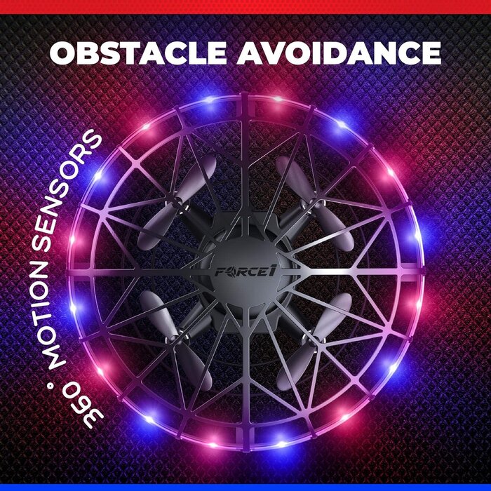 SCOOT-LED-RED/BLUE - Force1 - Scoot LED Hand Operated Drone for Kids or Adults - Hands Free Motion Sensor Mini Drone, Easy Indoor Small UFO Toy Flying Ball Drone Toy for Boys and Girls (Red/Blue)