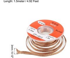 MECCANIXITY Solder Wick, No-Clean Soldering Wick Braid Desoldering Wick Braid With Flux(1.18"/3mm Width, 5Ft/1.5m Length)
