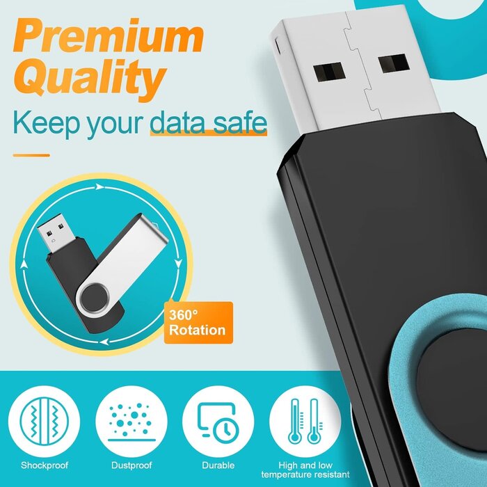 Kepmem 8GB Flash Drive, USB-A 3.0 Thumb Drives Bulk, Kepmem Swivel Pen Drive 8 GB Metal USB 3.0 Memory Sticks, Portable Keychain Jump Drive Colorful Multipack Zip Drives for Data Storage
