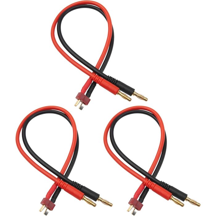 DEANS-2-BULLET - HIRCQOO - RC Banana Plugs 4mm Bullet to Deans T Plug Adapter 12AWG 30CM (11.8inch) Charging Cable for RC Helicopter Quadcopter LiPo Batteries Vehicle Adapter Lead
