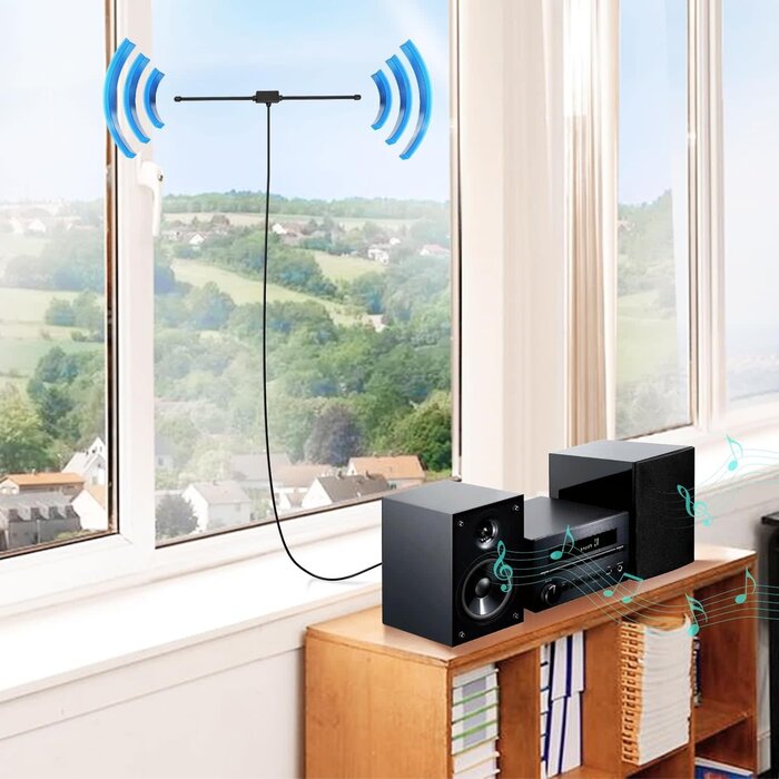 FM Radio Dipole Antenna for Stereo Receiver Indoor Pioneer Onkyo Yamaha Marantz Bose Wave Music System FM Radio Home Stereo Receiver AV Audio Video Home Theater Receiver