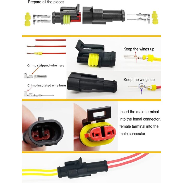 14-Pack 4-Pin Waterproof Automotive Electrical Connectors