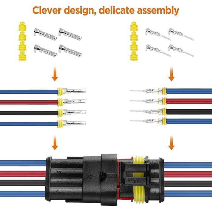 14-Pack 4-Pin Waterproof Automotive Electrical Connectors