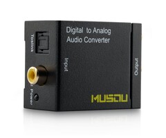 Musou Digital Optical Coax to Analog RCA Audio Converter Adapter with Fiber Cable