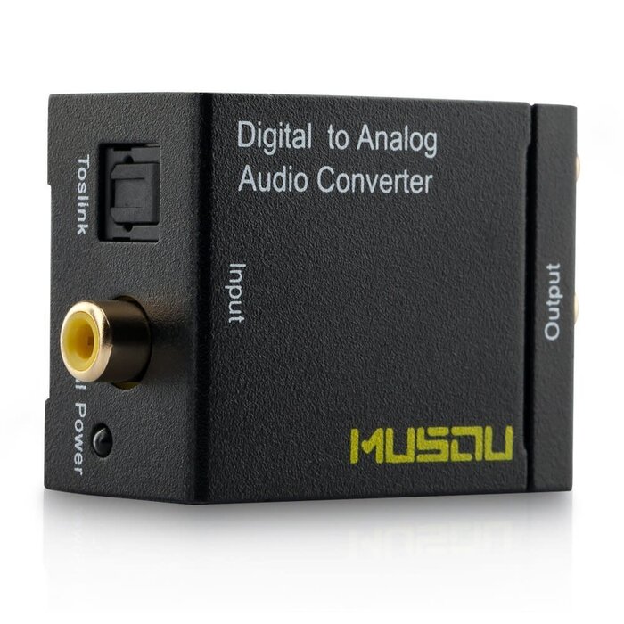 Musou Digital Optical Coax to Analog RCA Audio Converter Adapter with Fiber Cable
